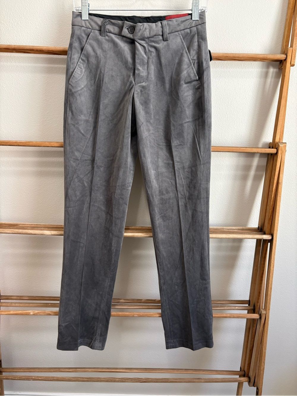 Elie Balleh Boys Gray Velour Dress Pants Youth Size 12 Wool Blend Formal Slacks